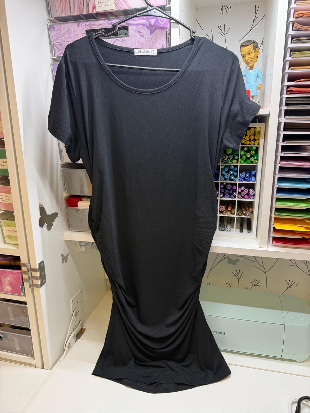 Smallshow Maternity Black Ruched Side Tee Dress